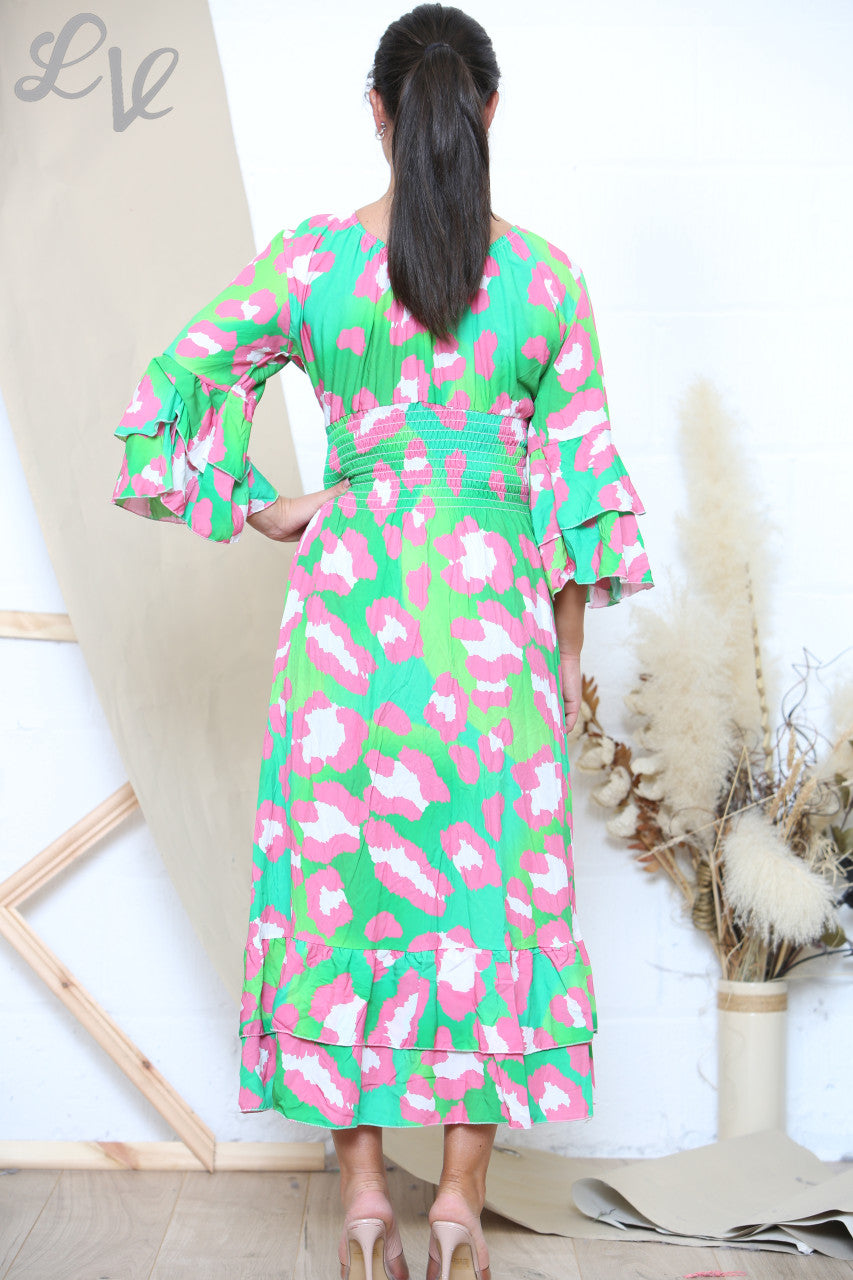 Dames Maxi Jurk met Dierenprint Groen