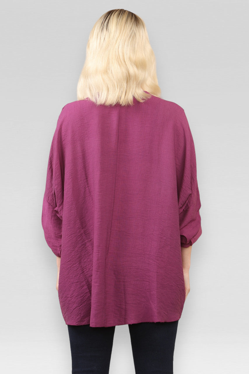 EFFEN BLOUSE MET V-HALS MAGENTA