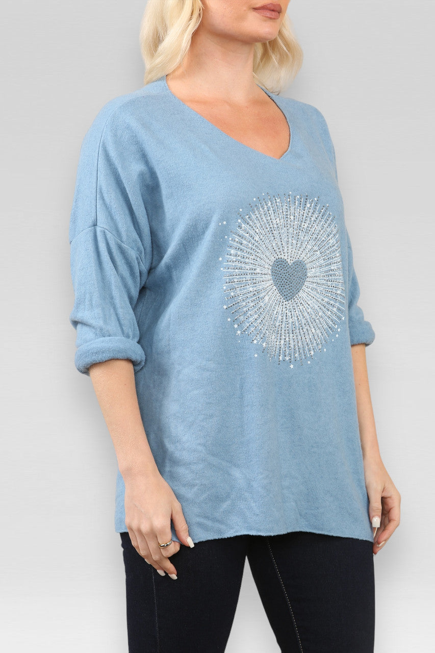 HARTJESGRAFIEK TRUI TOP DENIM
