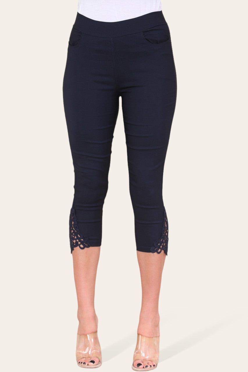 CAPRI LEGGING MET KANTEN ZOOM - MARINEBLAUW