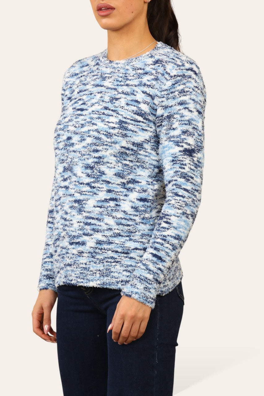 TIE DYE SUPERZACHTE PLUIZIGE TRUI BLAUW