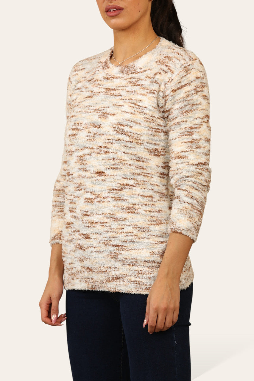 TIE DYE SUPERZACHTE PLUIZIGE TRUI BEIGE