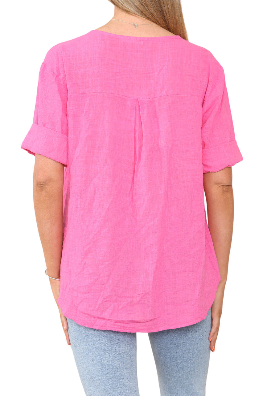 EFFEN OPA KRAAG KNOPEN TOP CERISE