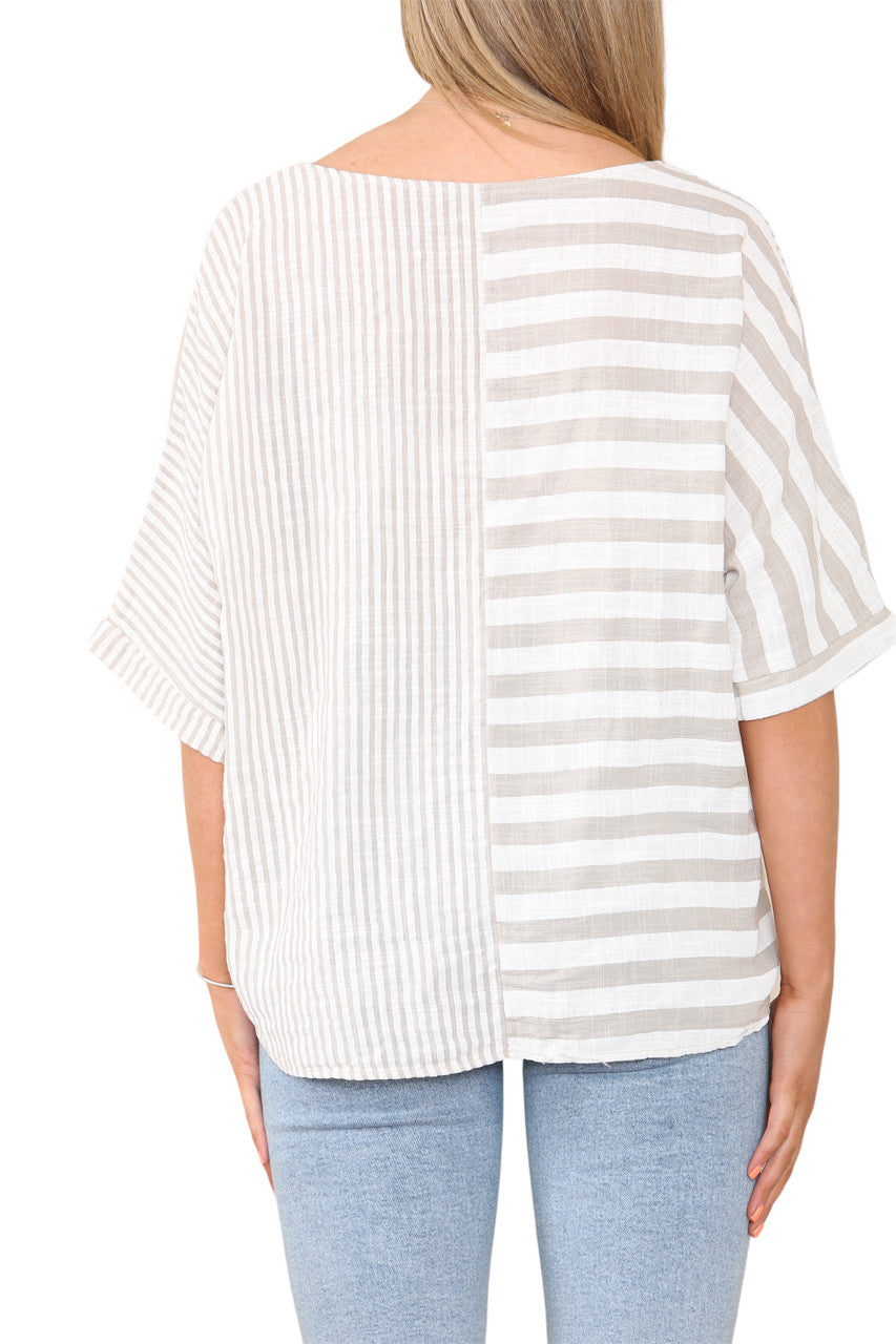 STRIPE BLOCK PRINT TOP STONE