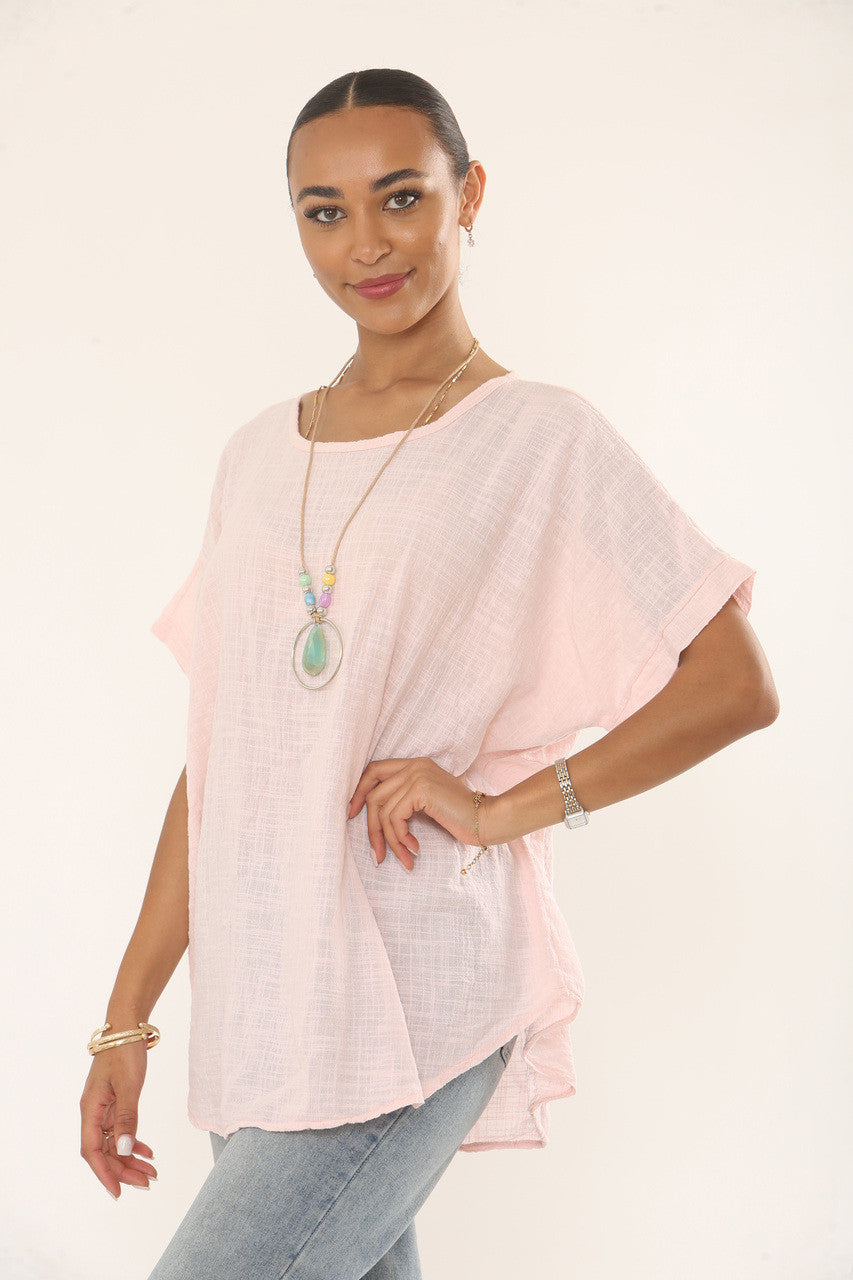 TOP MET GEHAAKTE ACHTERKANT - ROZE