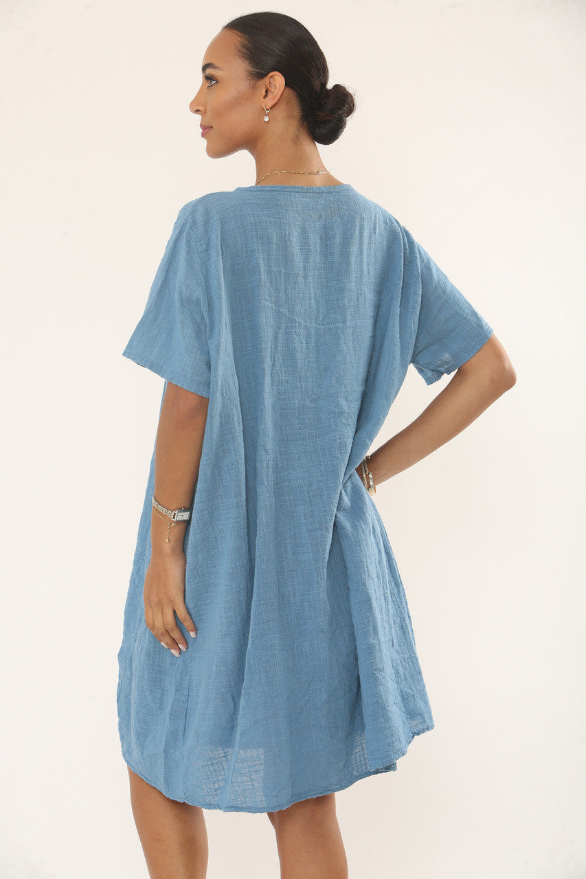 TUNIEKJURK MET KANTEN ZAK – DENIM