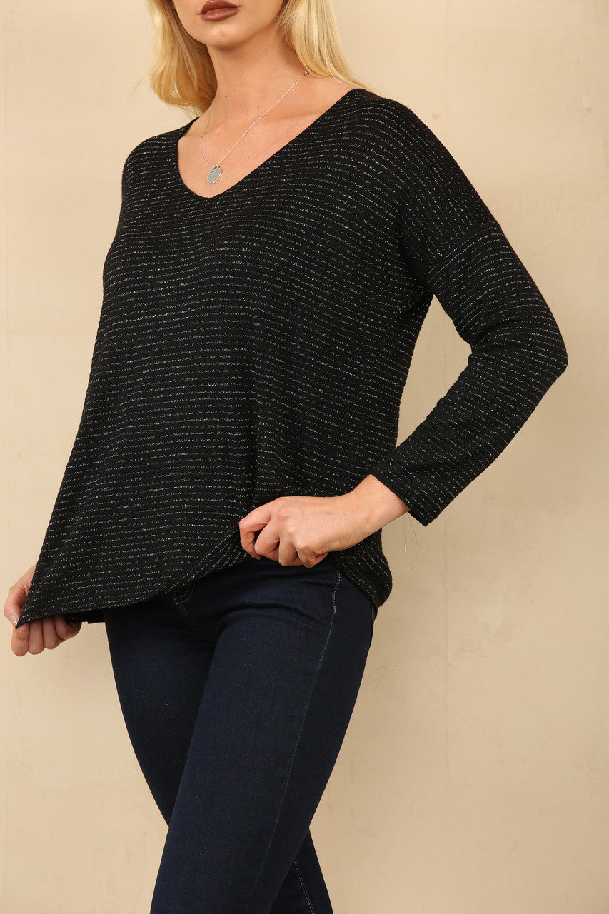 Copy of LUREX STRIPE JUMPER BLACK