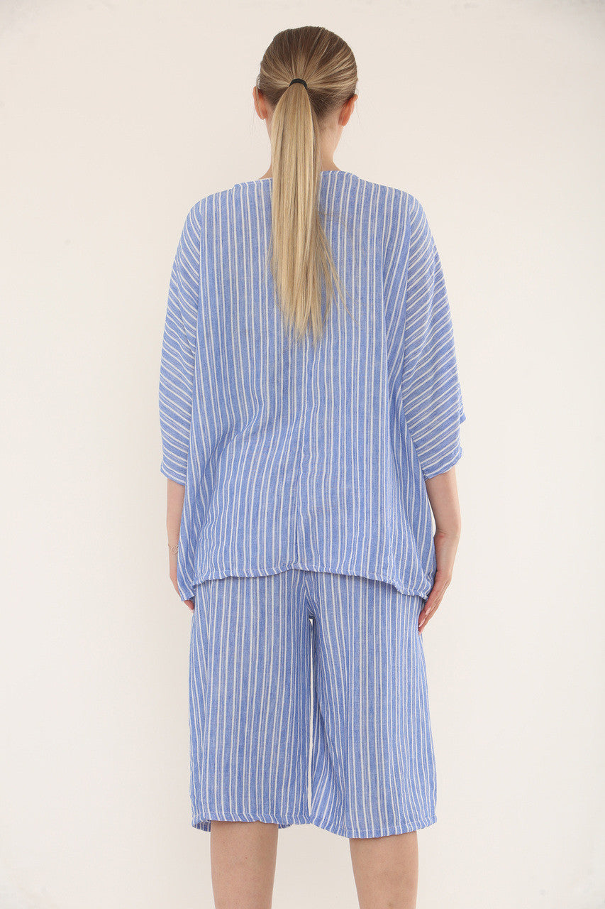 BERMUDA SHORTS MET NAALDSTREEP - DENIM