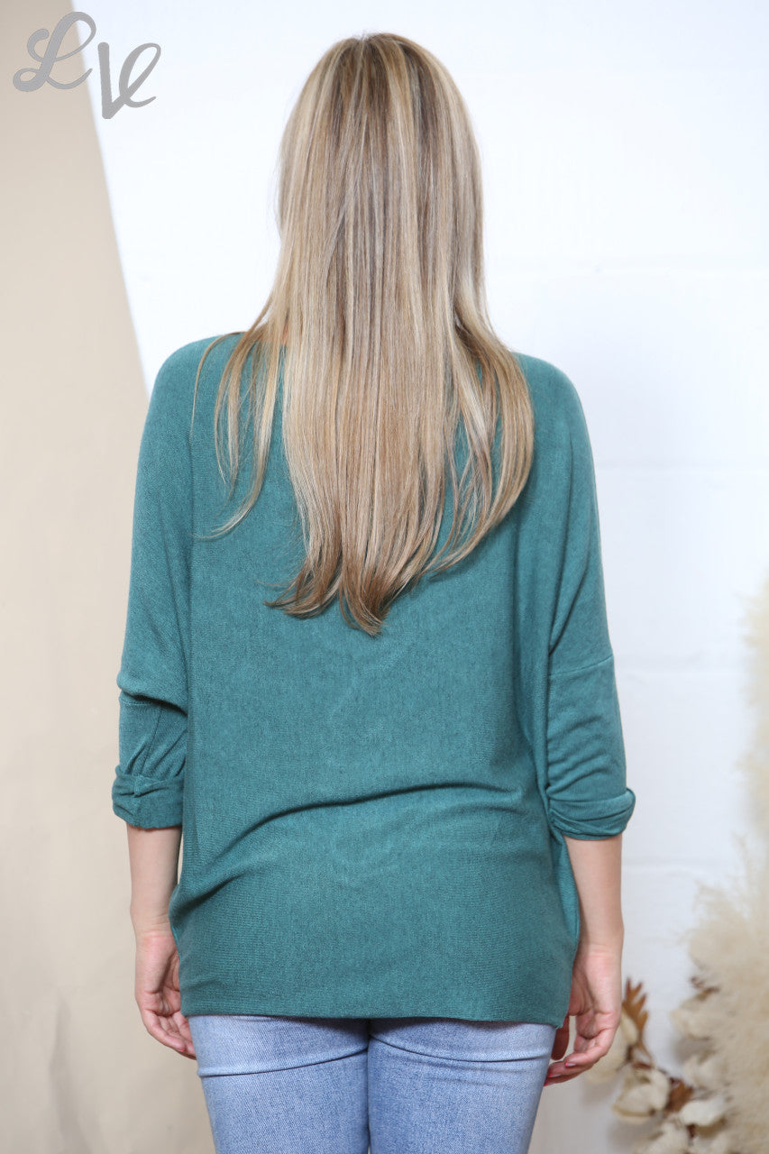 Dames Sparkle Glitter Love Script Fijn Gebreide Trui Top Groen
