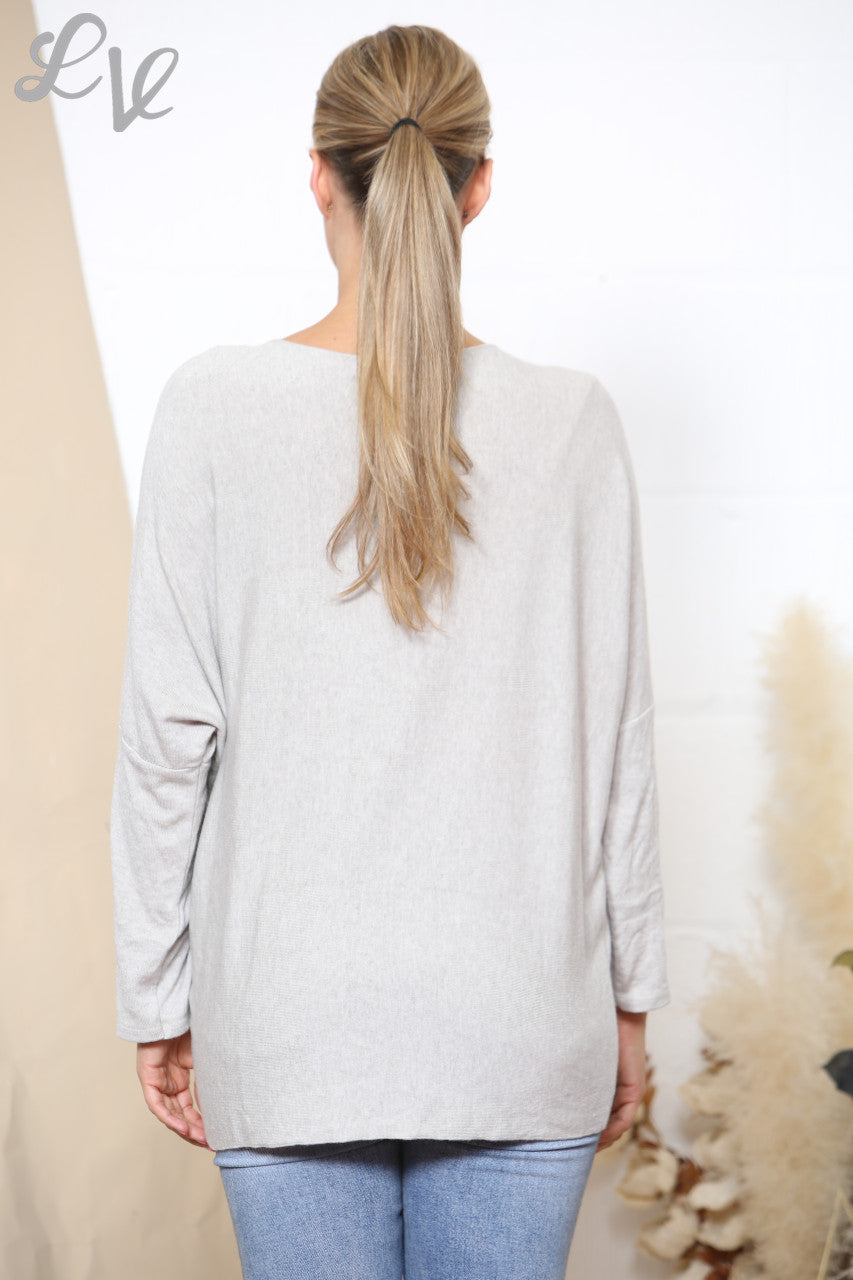 Ladies Sparkle Glitter Love Script Fine Knit Jumper Top Stone