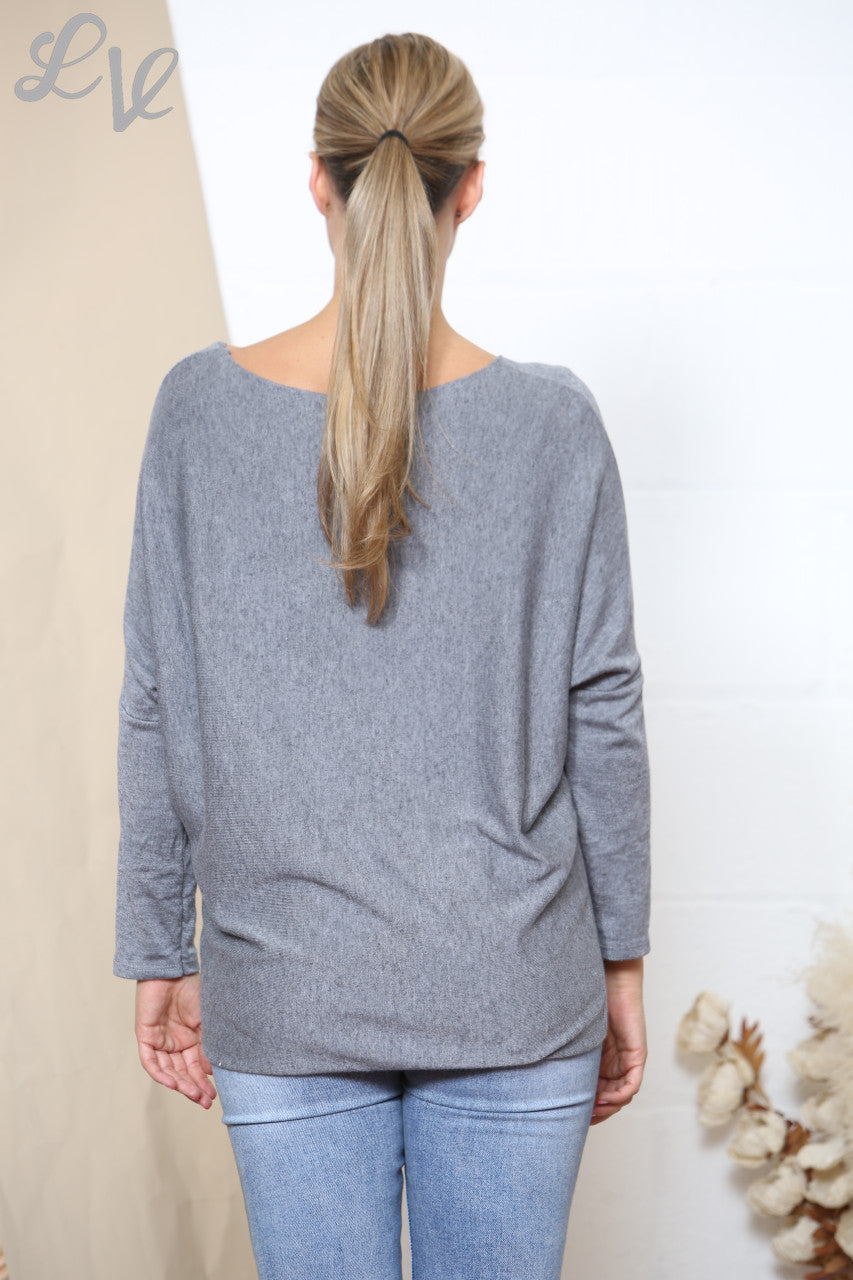 Dames Sparkle Glitter LOVE Letters Fijn Gebreide Trui Top Grijs
