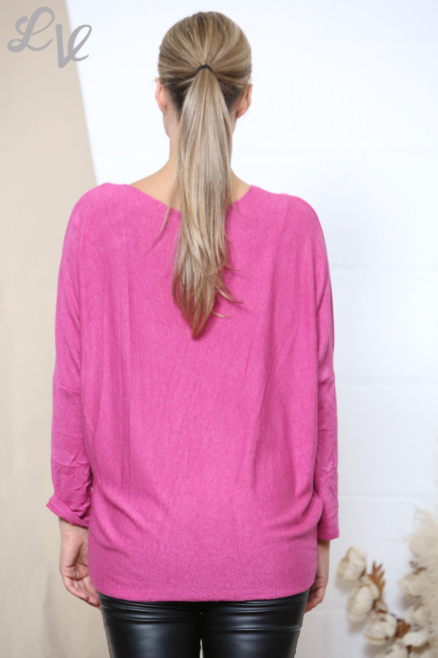 Dames Glitter Trui Libelle Fijngebreid Cerise
