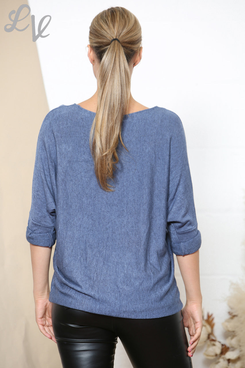 Ladies Sparkle Glitter LOVE Letters Fine Knit Jumper Top Denim