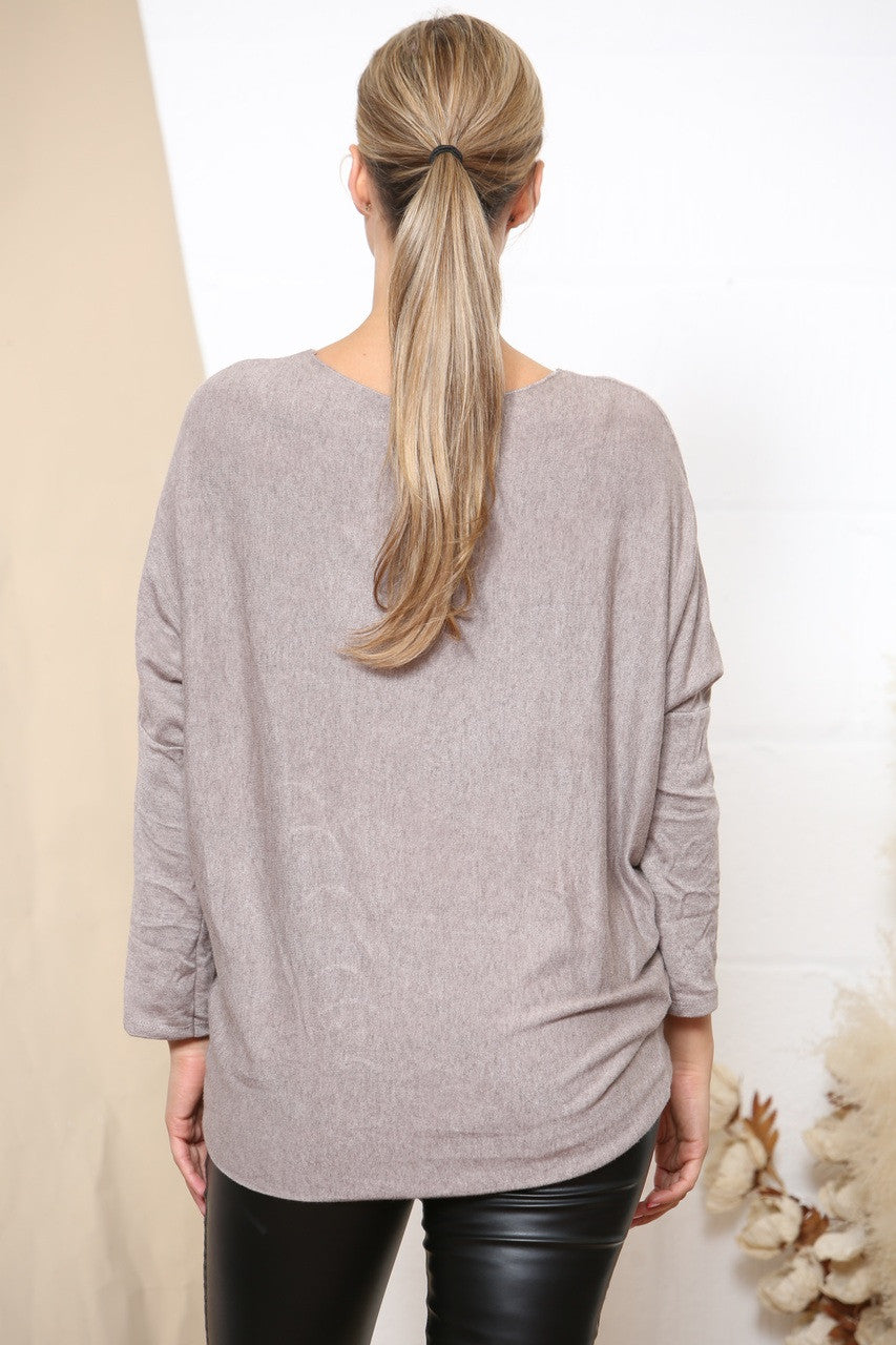 TRUI MET PAILLETTEN HARTDETAIL TAUPE