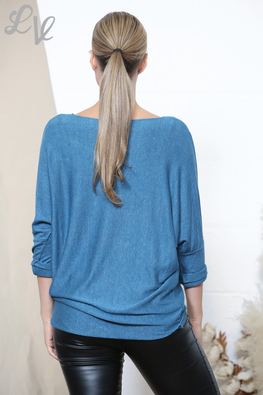 Dames Sparkle Glitter Bloemen Fijngebreide Trui Top Teal