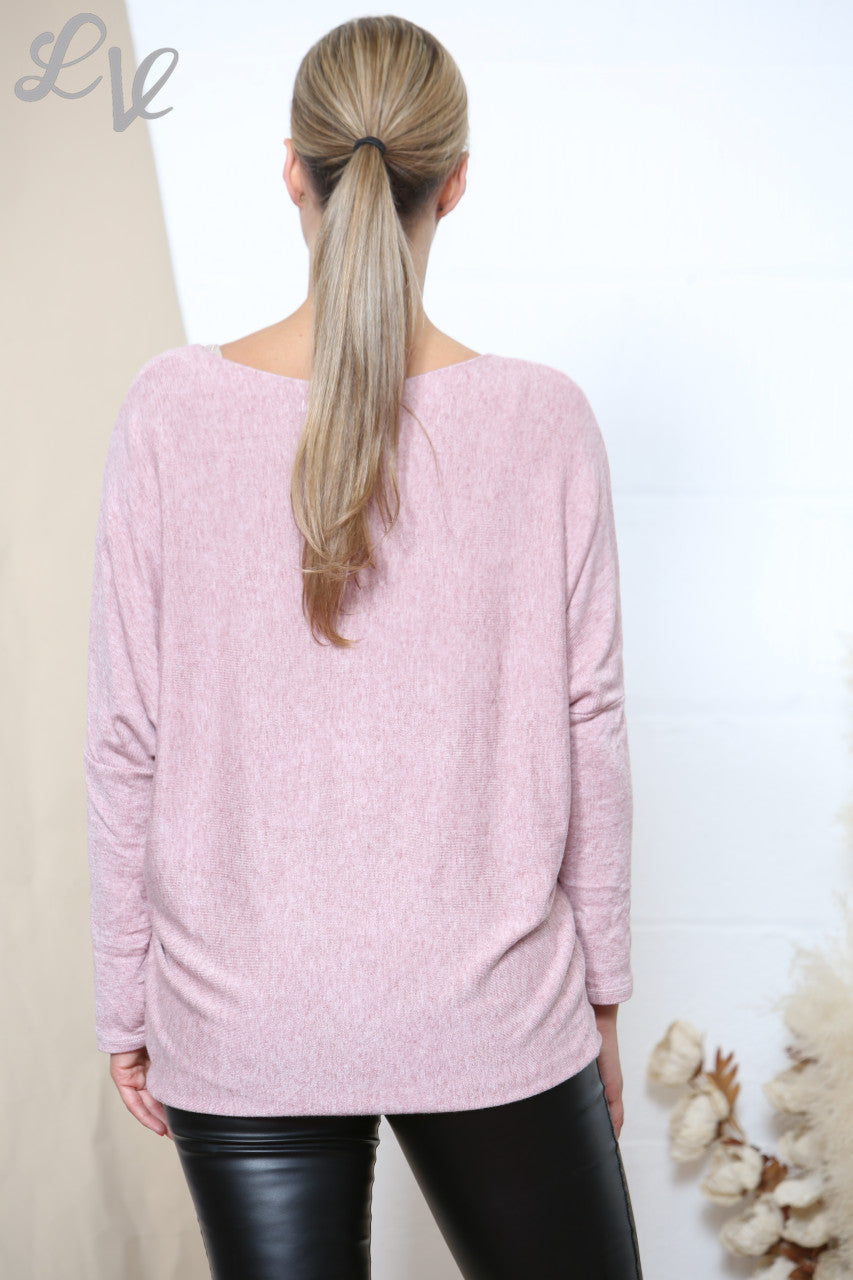 Dames Star Sparkle Fijngebreide Trui Top Dusty Rose