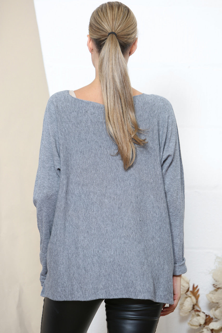 Dames Trui met Goudfolie Vuurwerkdetail Grijs
