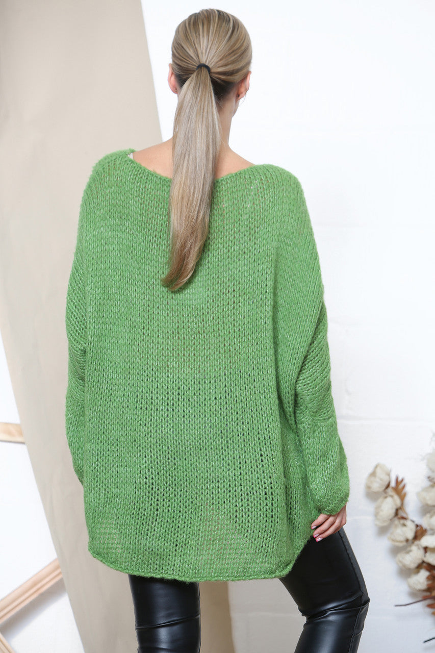 Dames Los Gebreide Slouchy Trui Groen