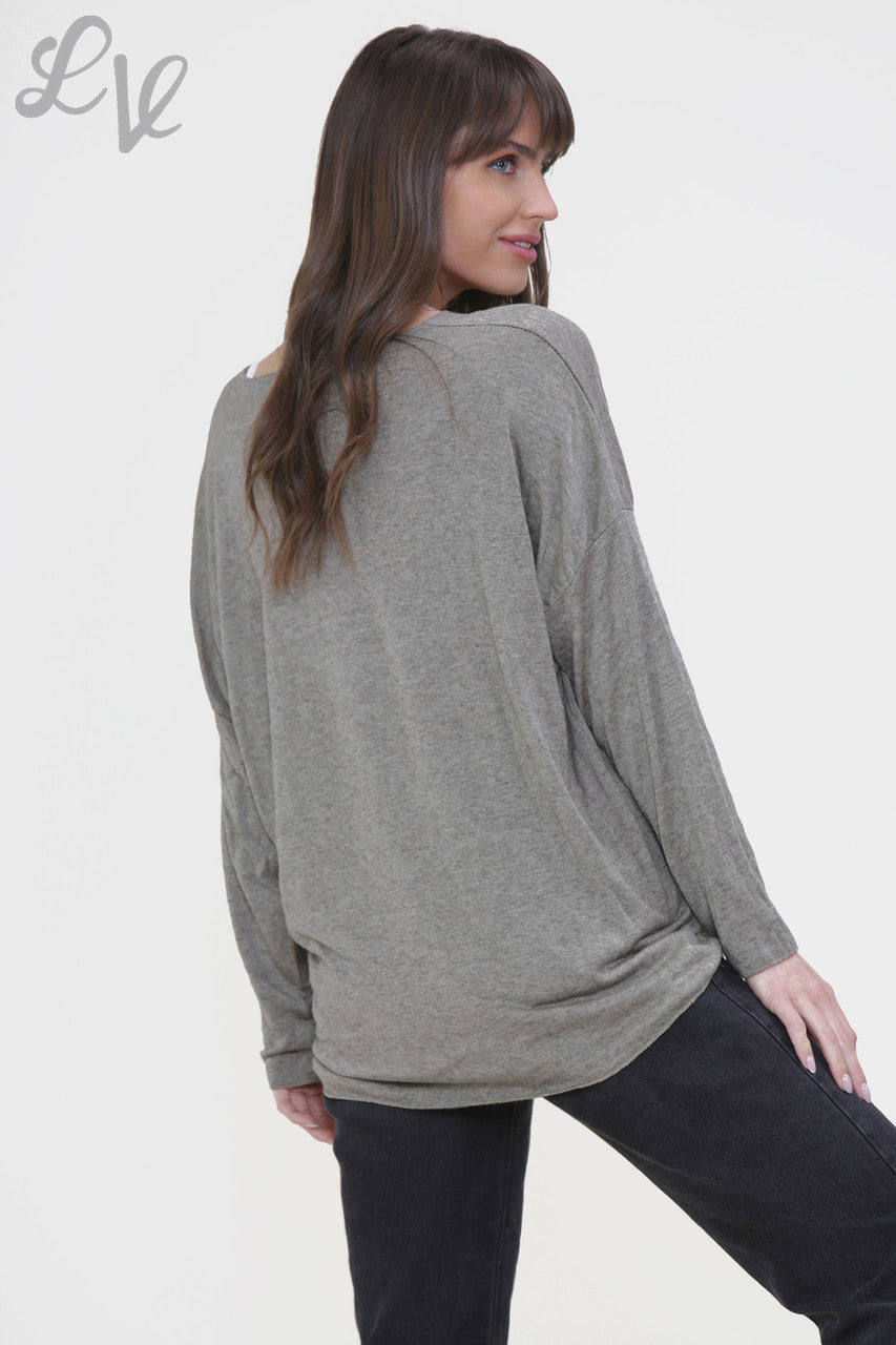 Ladies Tree Of Life Foil Print Fine Knit Jumper Top Taupe