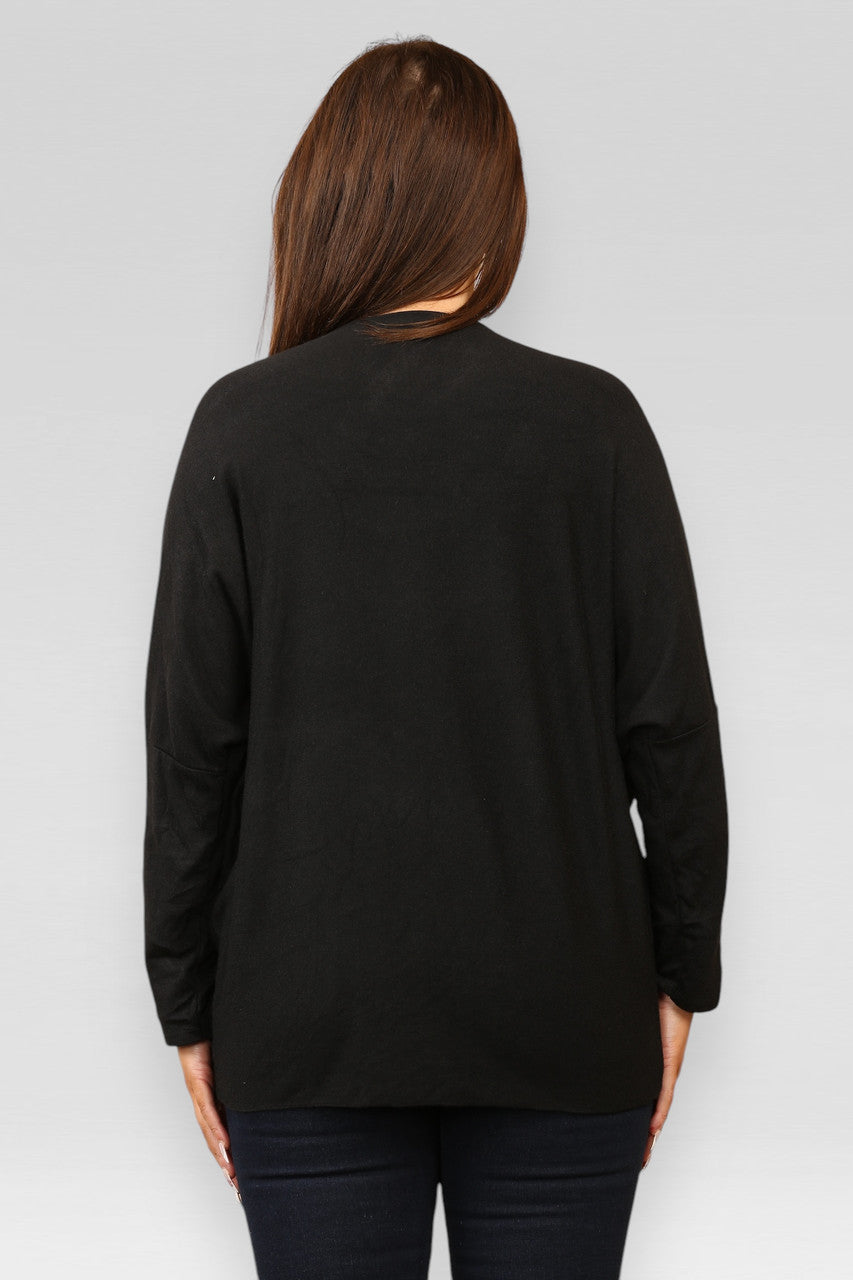 SEQUIN REINDEER SPARKLE FINE KNIT JUMPER TOP BLACK