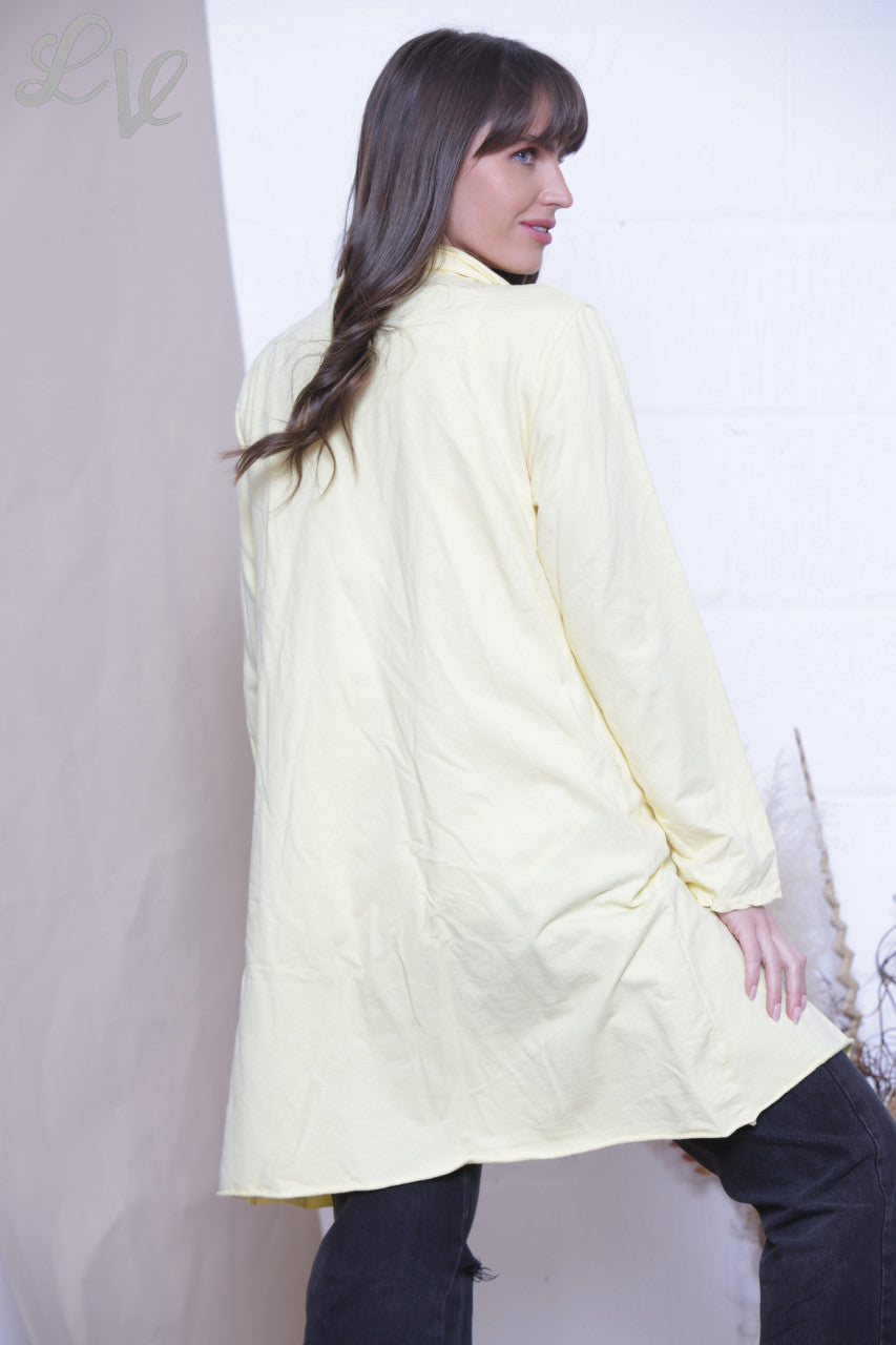 Ladies Waterfall Jacket Cardigan Lemon