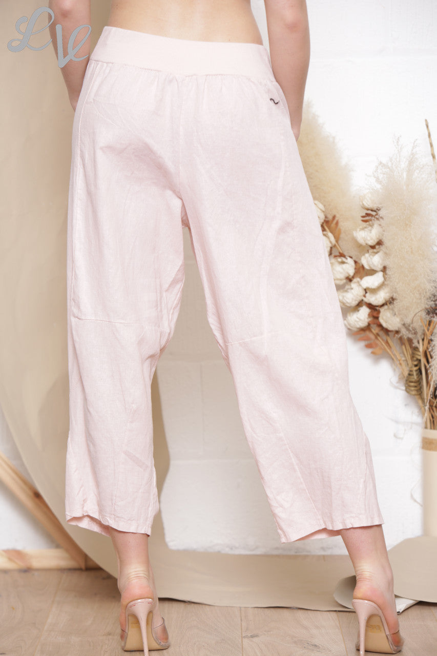 Ladies Button Pocket Detail Jogging Trousers Dusty Pink