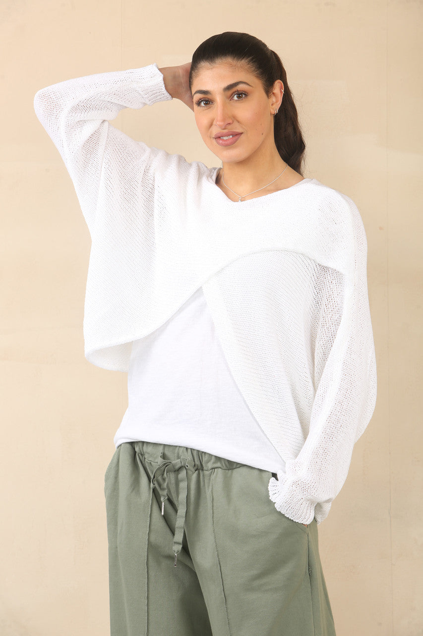 OVERSLAG TRICOT TOP - WIT