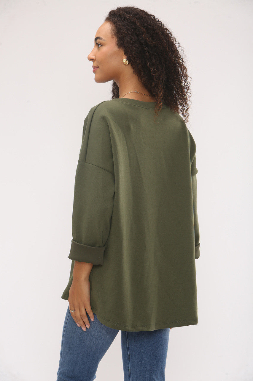 SWEATER MET OPGEDRUKTE LETTERS BROOKLYN NYC – KHAKI