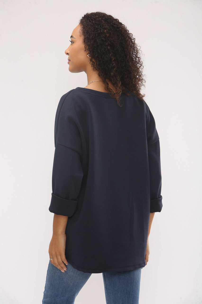 GEBOSSEERDE BROOKLYN NYC SOFT TOUCH SWEATER - NAVY