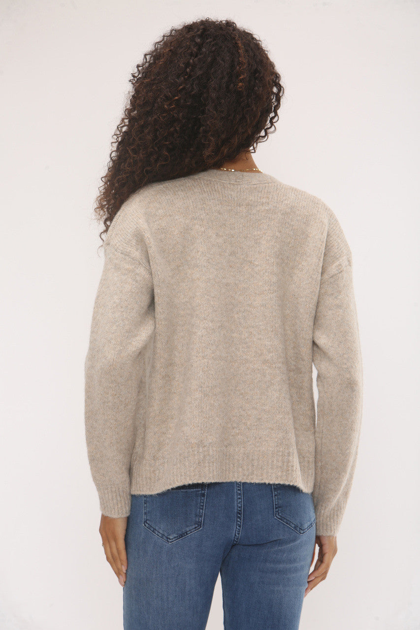 DIAMANTE KNOPEN GEBREID VEST - TAUPE