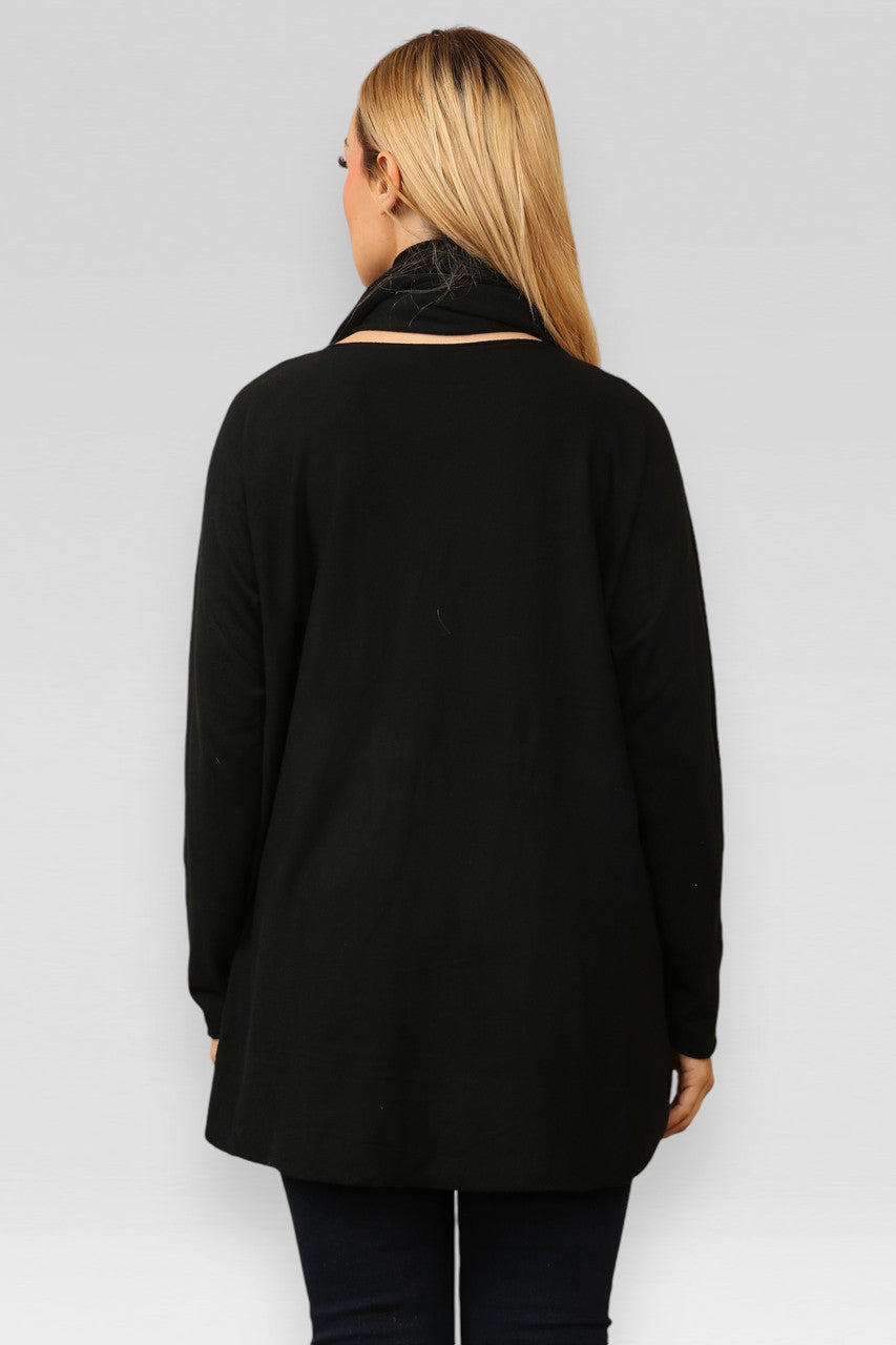 DIAMANTE SPARKLE HEM JUMPER WITH MATCHING SCARF BLACK