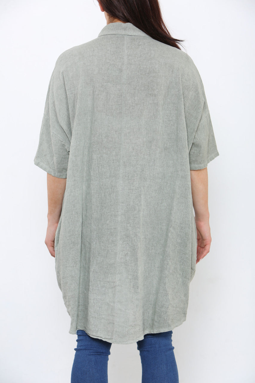 LADIES LAGENLOOK SHIRT TOP KHAKI