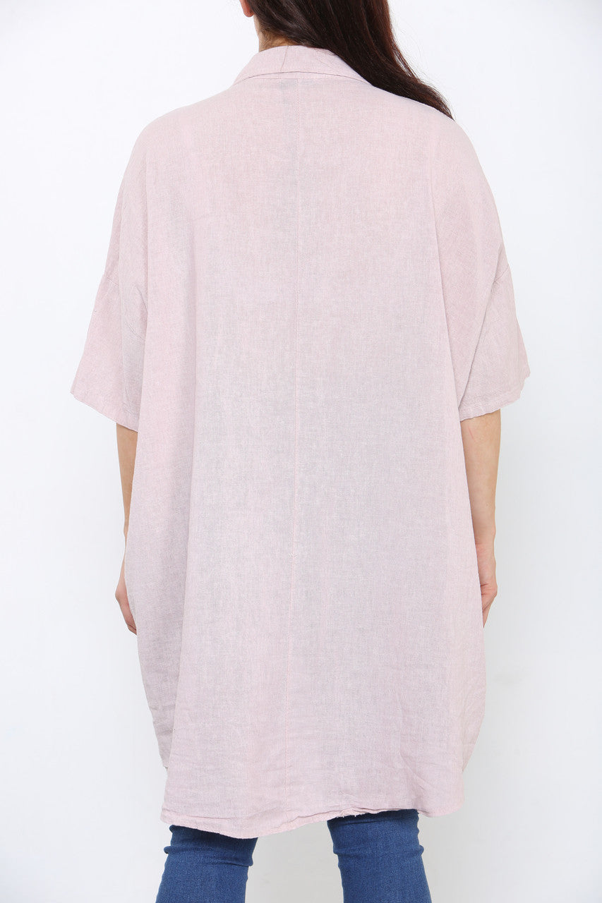 LADIES LAGENLOOK SHIRT TOP DUSTY PINK