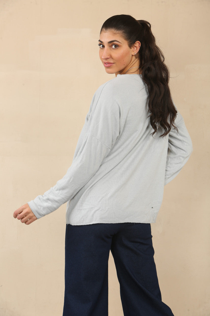 DANDELION FLORAL GRAPHIC JUMPER TOP - SILVER GREY