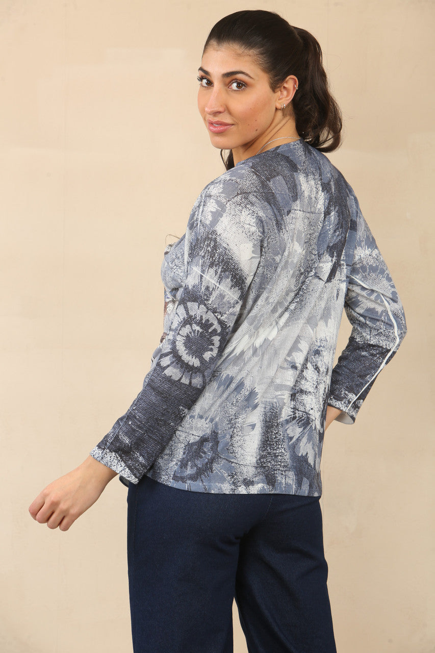 TIE DYE DROOMVANGER GRAFISCHE TOP - MARINE