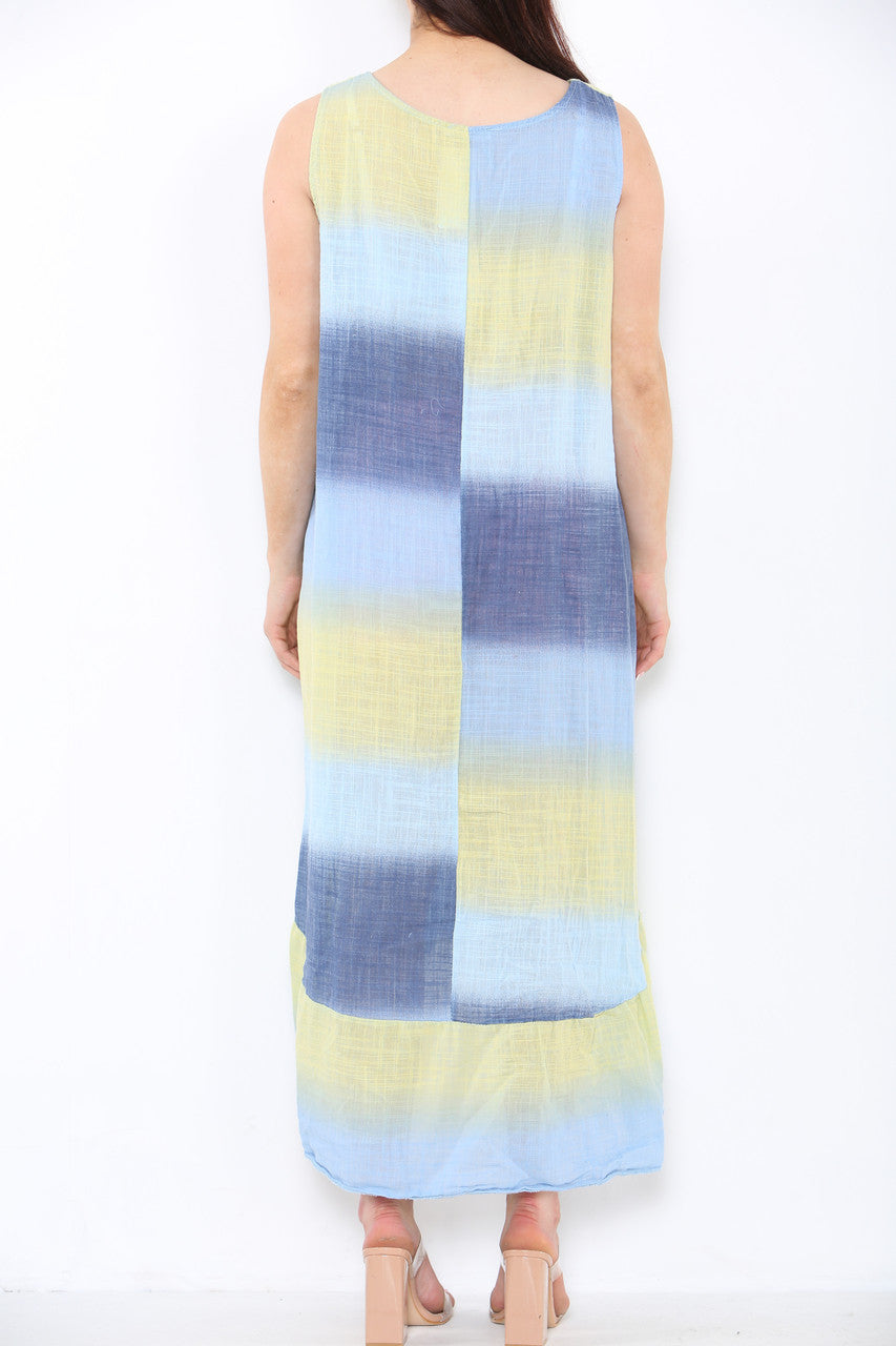 Dames Tie-dye Ombré Mouwloze Jurk Lichtblauw