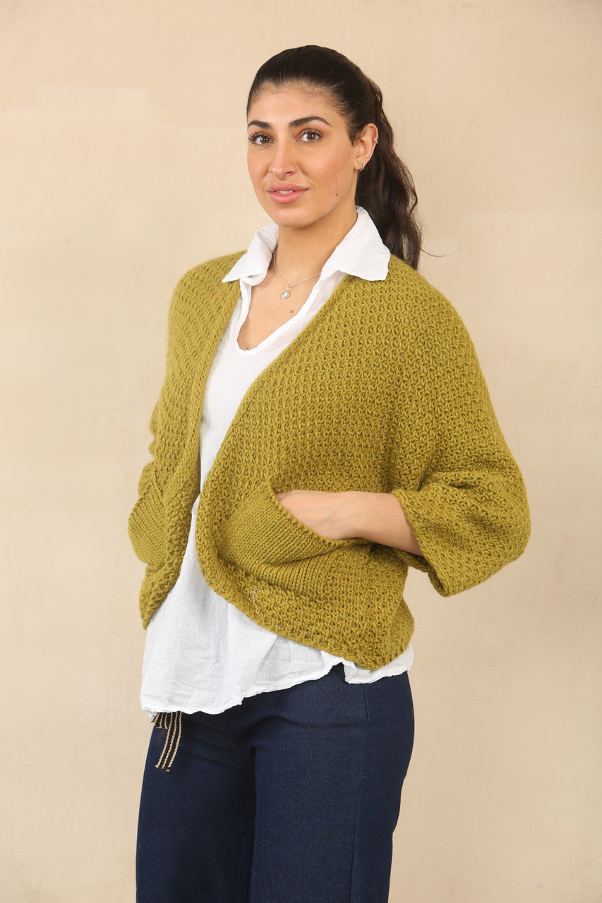 GEBREID VLEERMUISMOUW VEST - CHARTREUSE