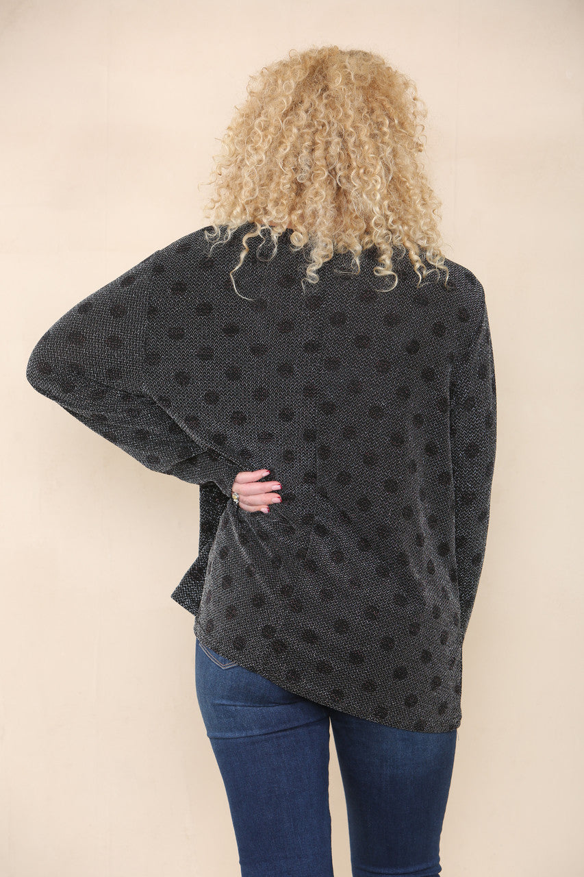 POLKA DOT LUREX TOP BLACK