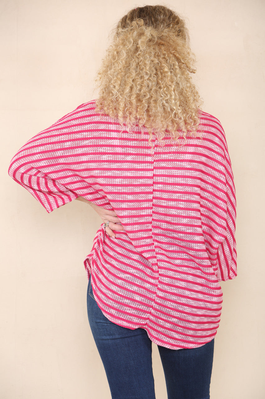 PIPED COWL NECK JUMPER TOP CERISE