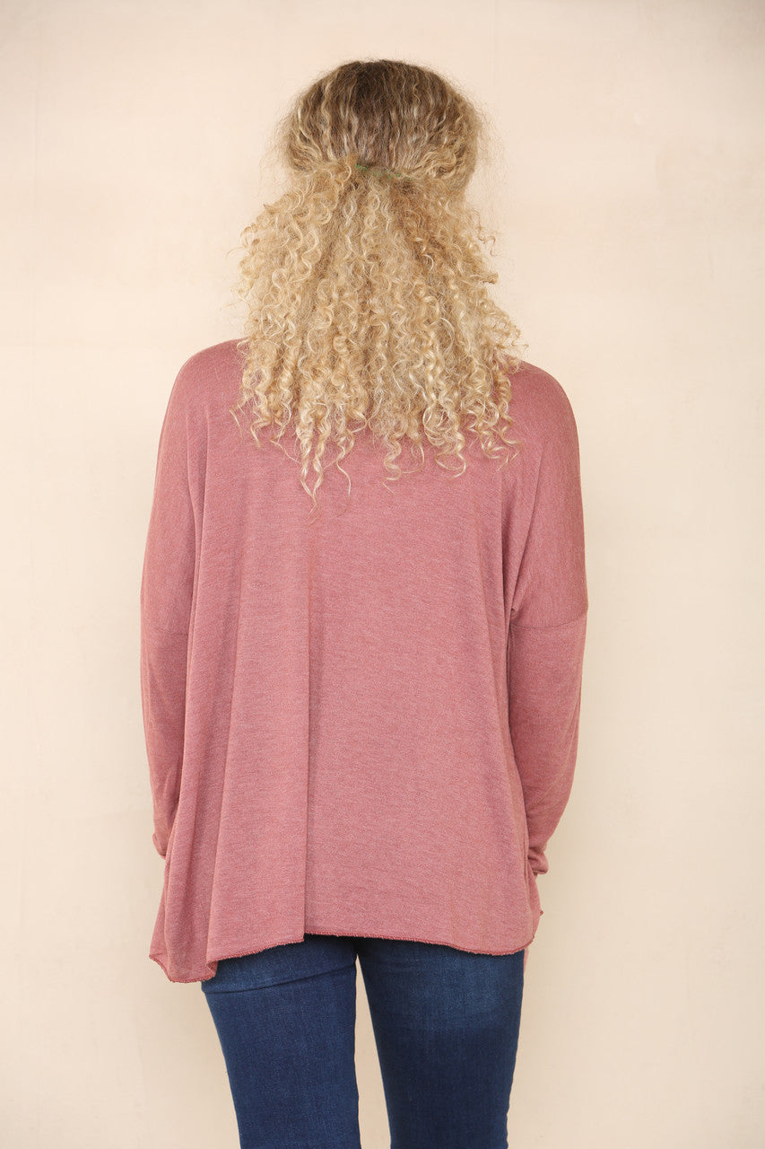 DIAMANTE FEATHER LOVE FINE KNIT JUMPER RUST