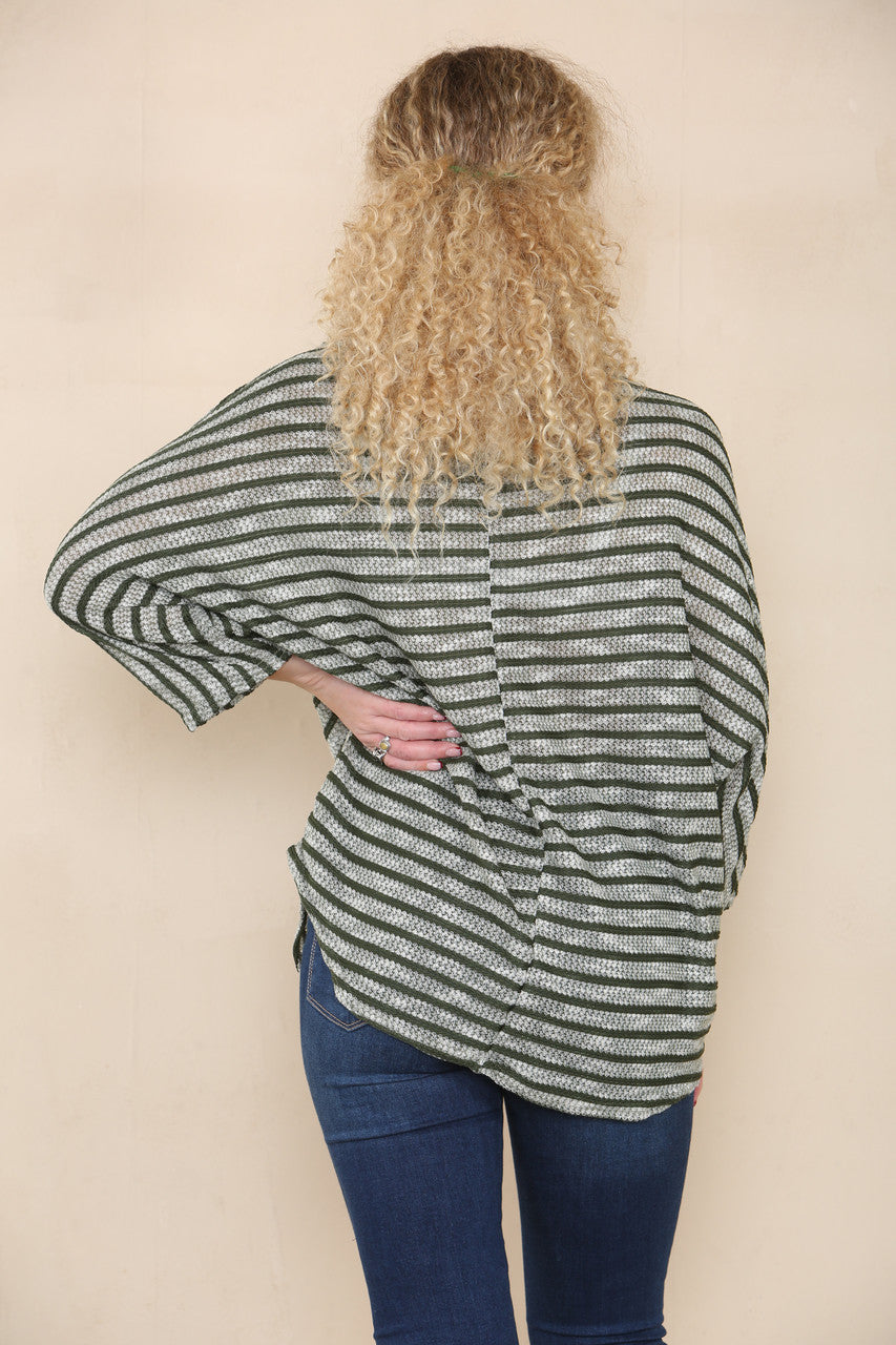 PIPED COWL NECK JUMPER TOP KHAKI