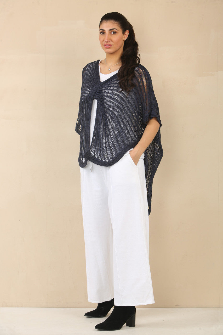 GEHAAKTE TWIST TRUI - NAVY