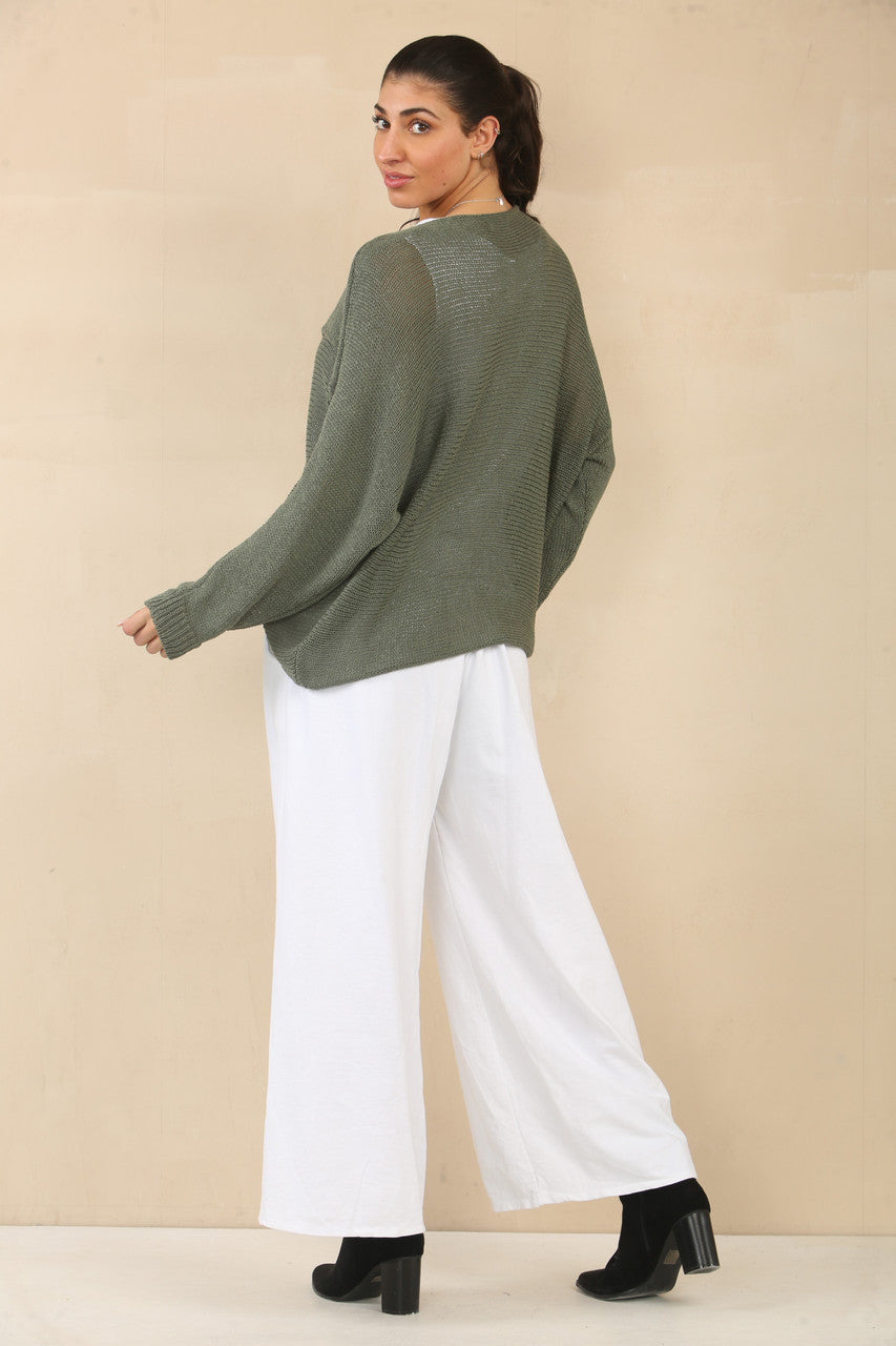 OVERSLAG TRICOT TOP - KHAKI
