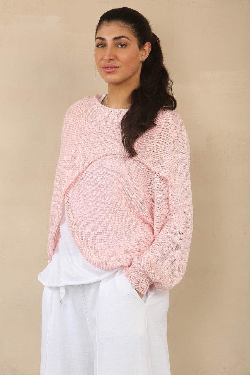 OVERSLAG TOP MET BREISEL - ROZE