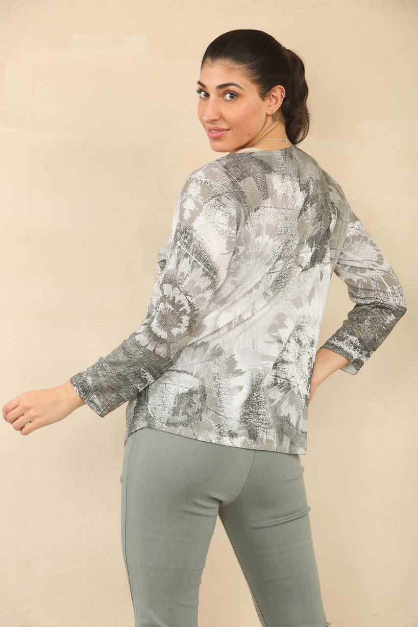 TIE DYE DROOMVANGER GRAFISCHE TOP - KHAKI