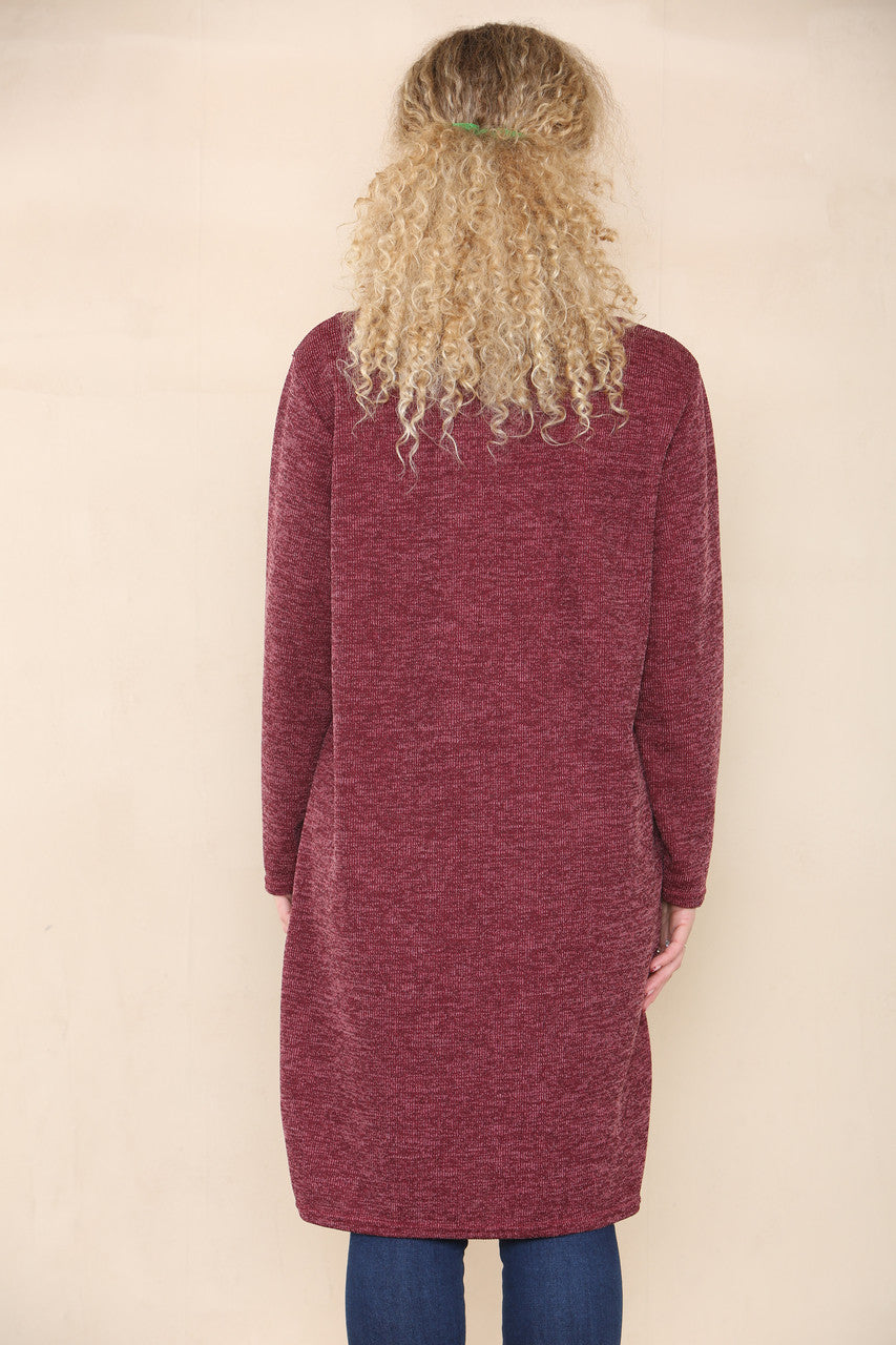MARL PRINT DRESS BURGUNDY