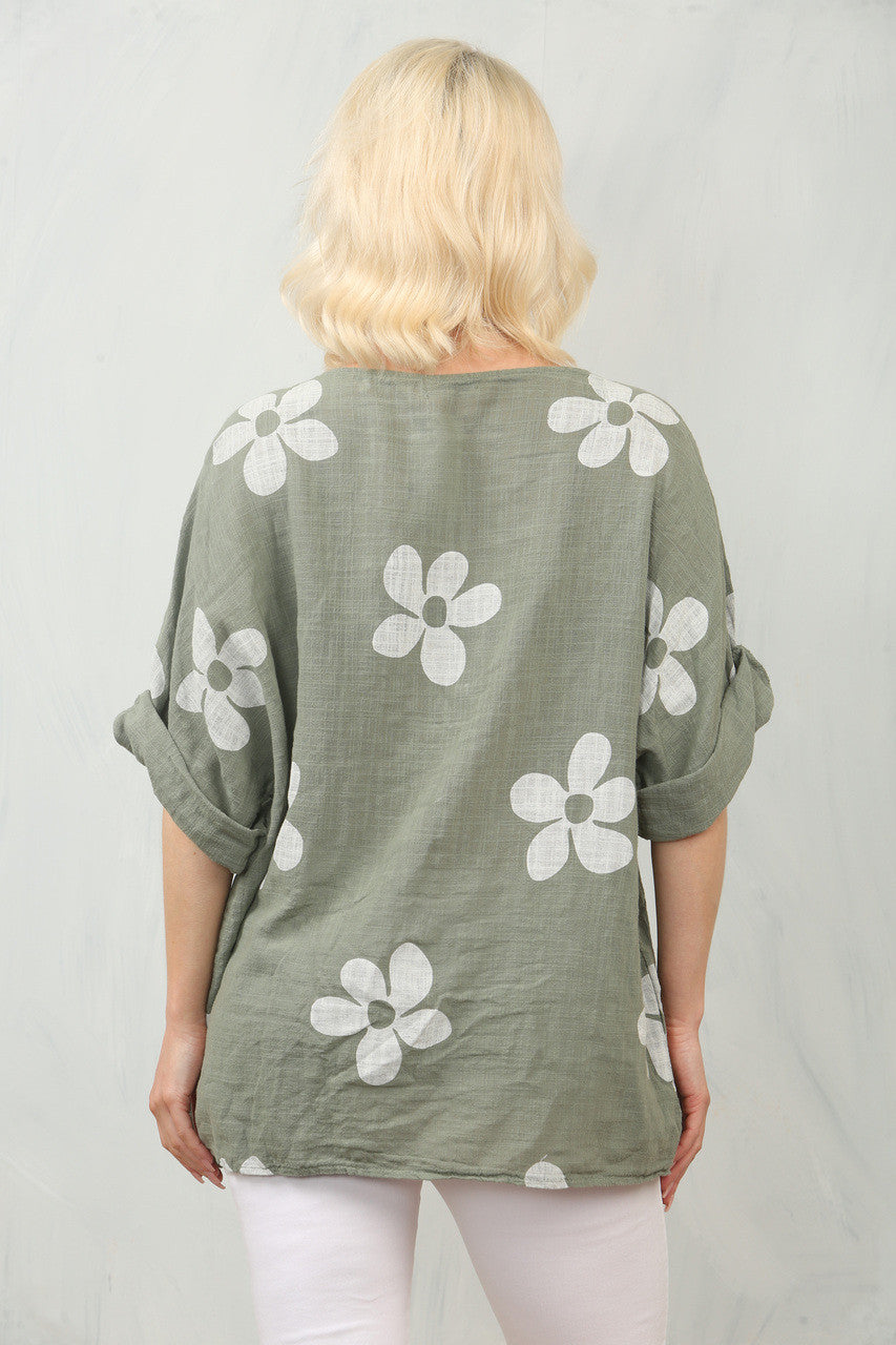TOP MET MADELIEFJESPRINT - KHAKI
