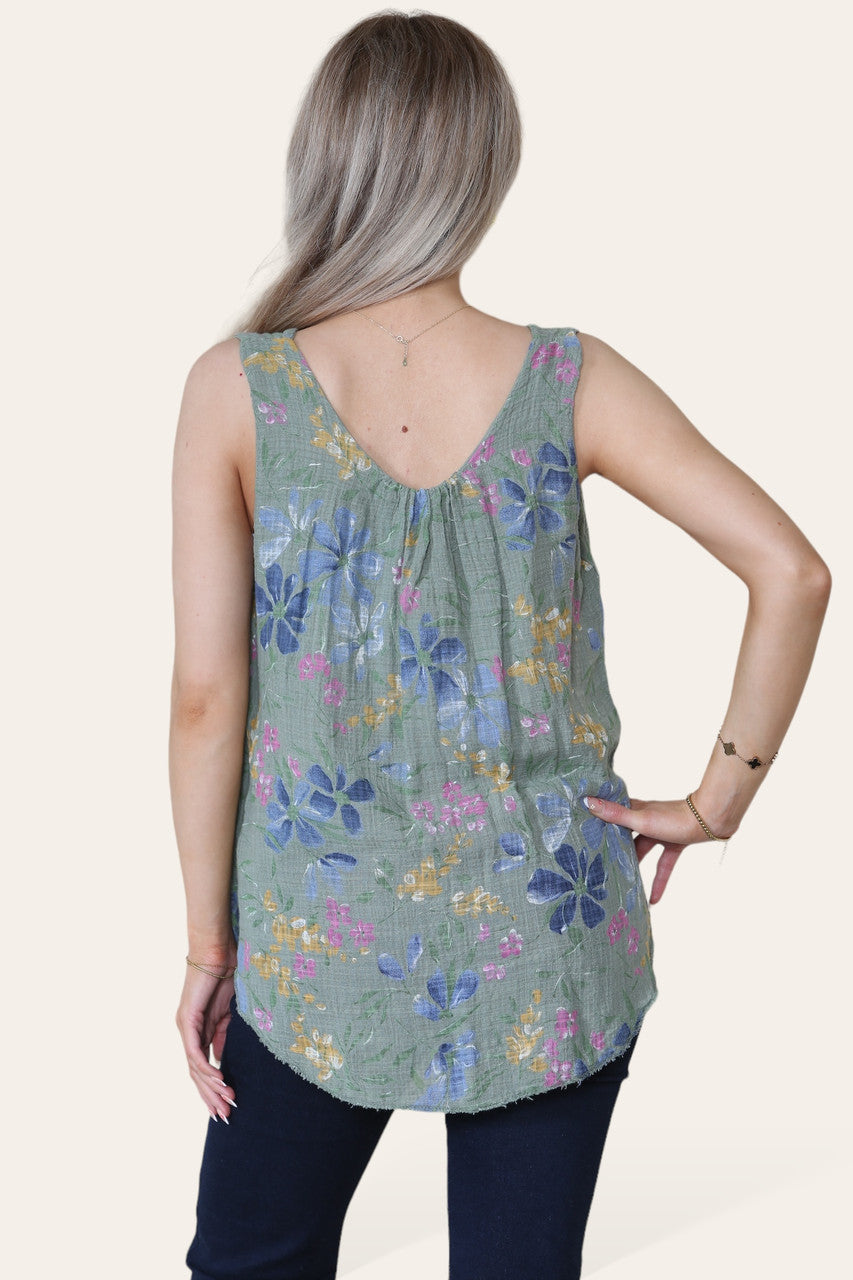 BLOEMIGE DITSY PRINT MOUWLOZE TOP CITROEN