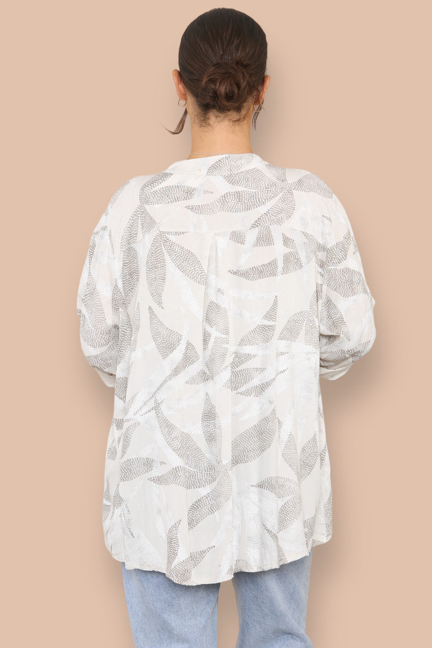 ABSTRACT DOTWORK GRANDAD SHIRT STONE