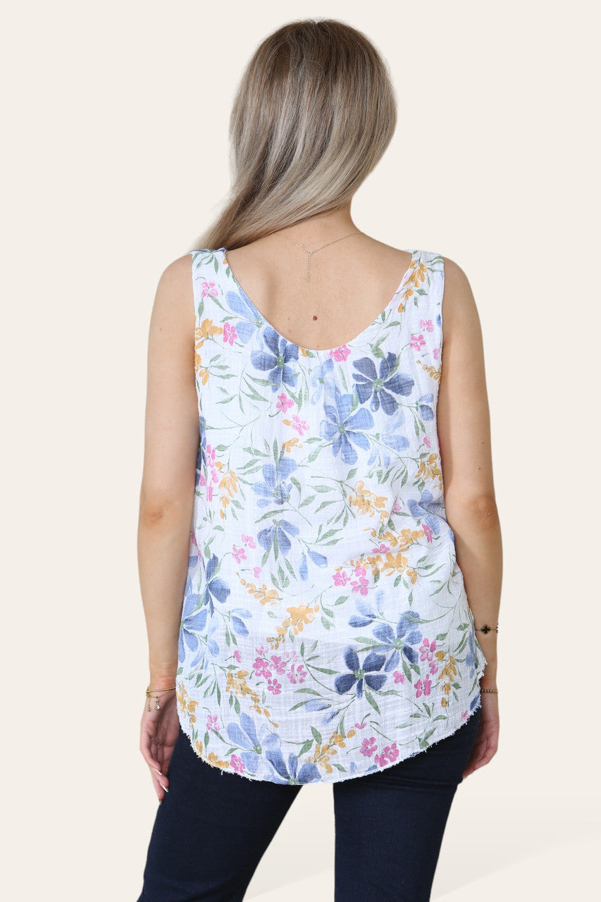 WITTE BLOEMENPRINT MOUWLOZE TOP